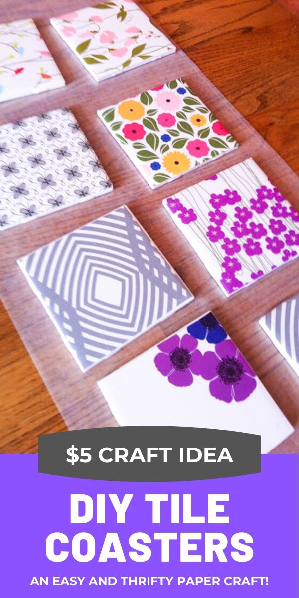 DIY Tile Coasters with Scrapbooking Paper