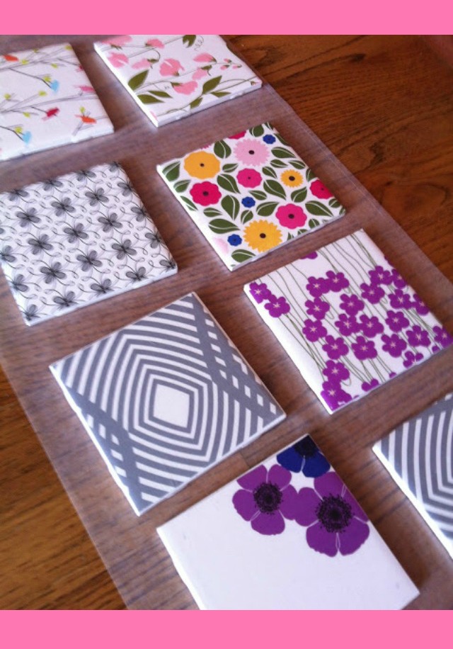 DIY Night: Tile Coasters with Scrapbook Paper