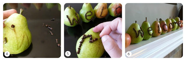 Fresh fruit fall decor tutorial Pear and clove welcome sign tutorial