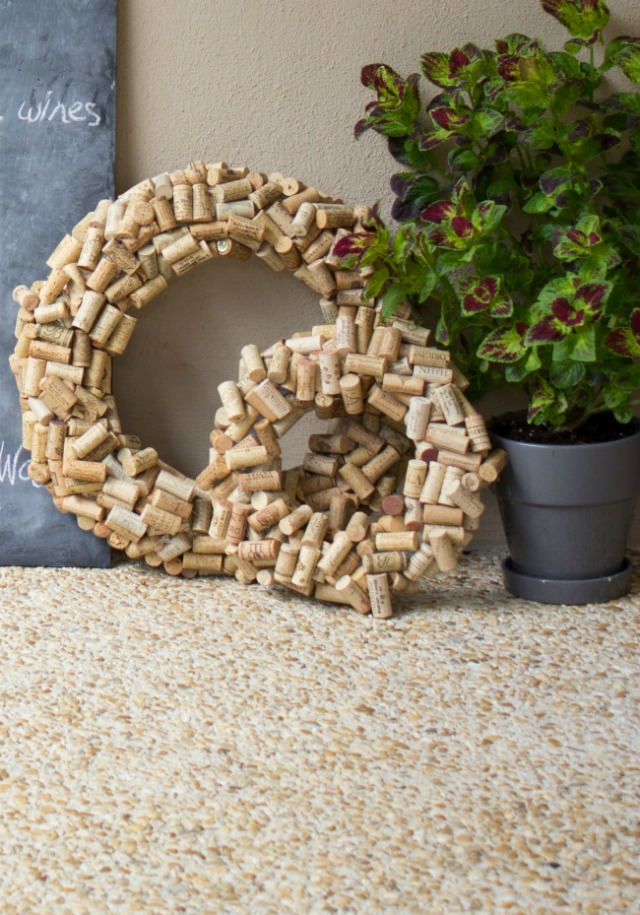 Small and large wine cork wreaths