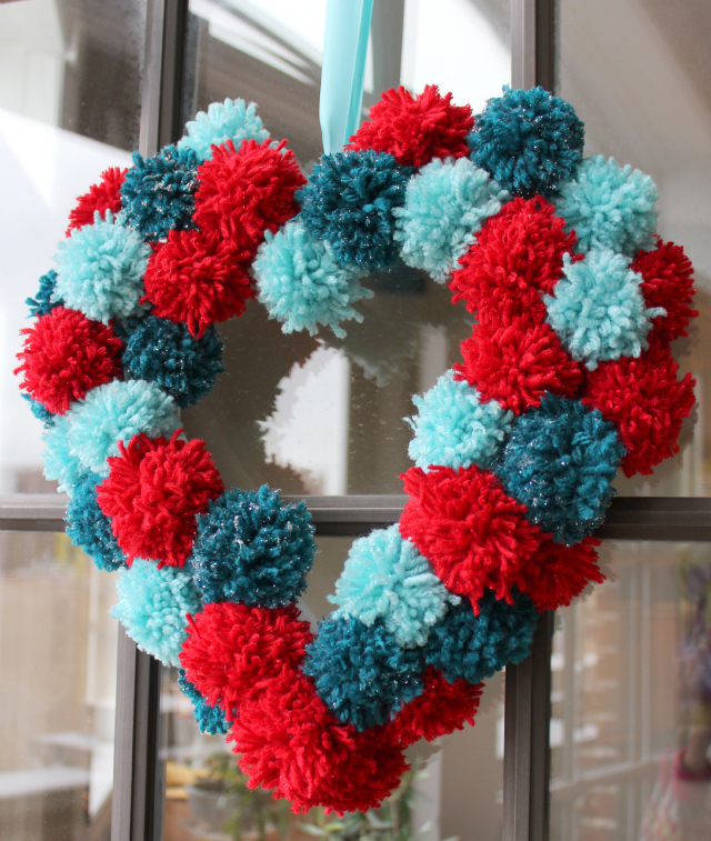 Bright and Easy Heart Shaped Pom Pom Wreath - Wildflowers and Wanderlust