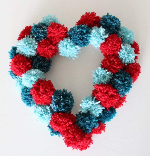 Pom Pom Heart Wreath • Stencil - a DIY Craft Studio