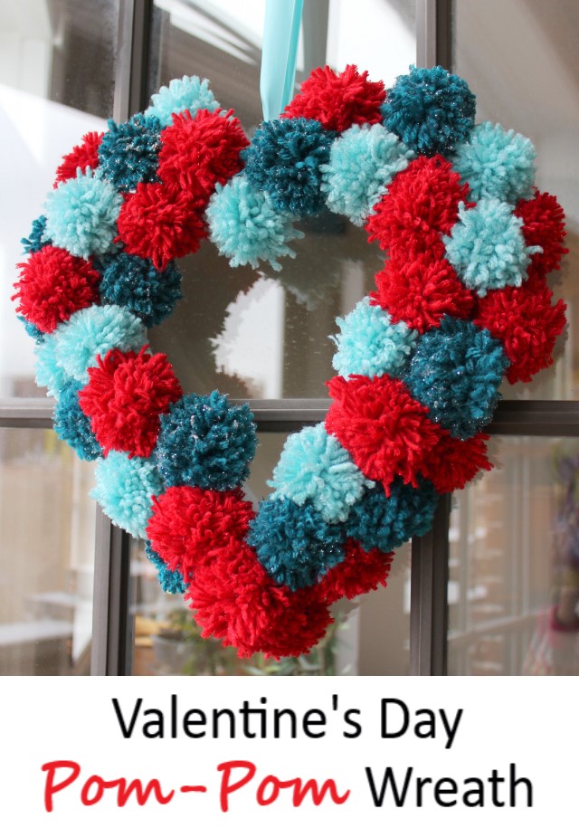 Valentines day pom pom wreath