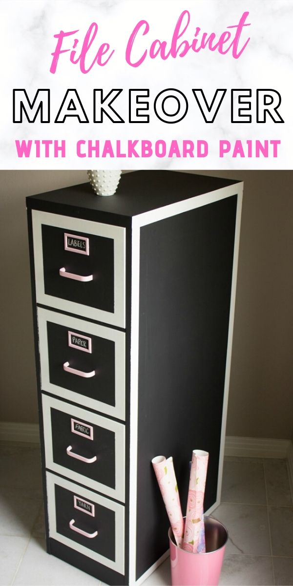 Awesome DIY file cabinet makeover with chalkboard paint