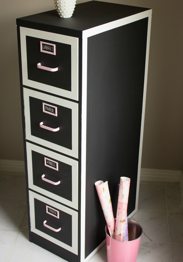 Wood Cabinet With Chalkboard Drawers