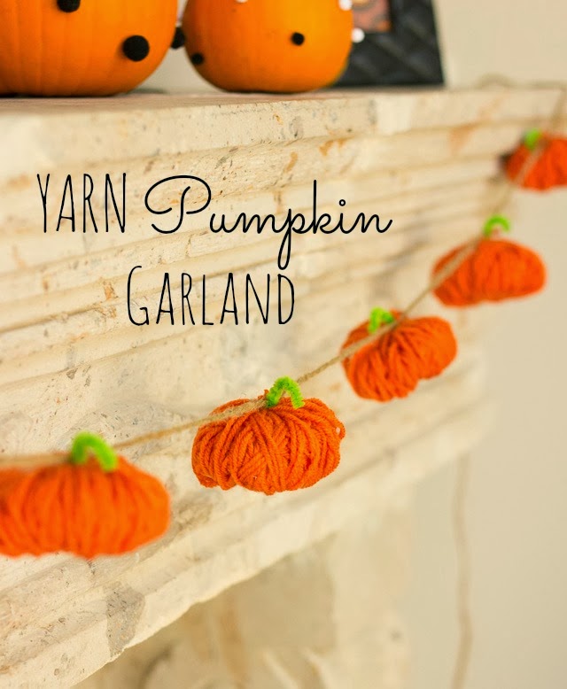 Make this simple yarn pumpkin garland for your fall mantel! Make this simple yarn pumpkin garland for your fall mantel!