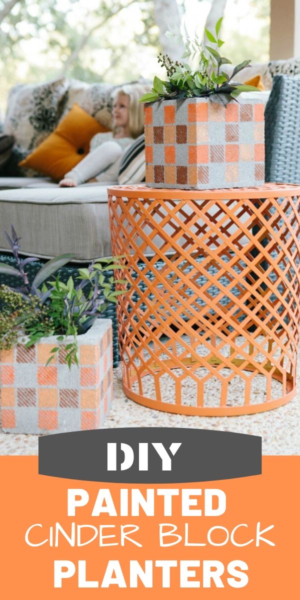 DIY Painted Cinder Block Planters