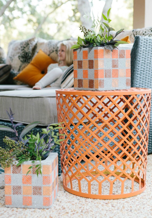 DIY Painted Cinder Block Planters