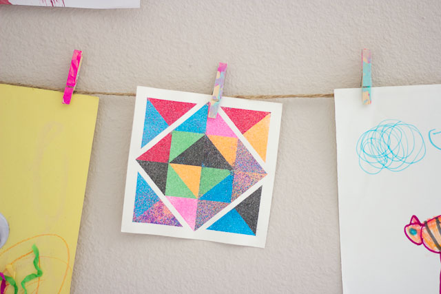 five minute friday} Pant Hangers to Display Kids' Art