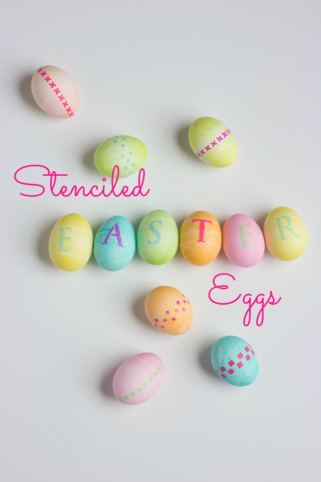 Add a special touch to your dyed Easter eggs with easy adhesive stencils and craft paint!