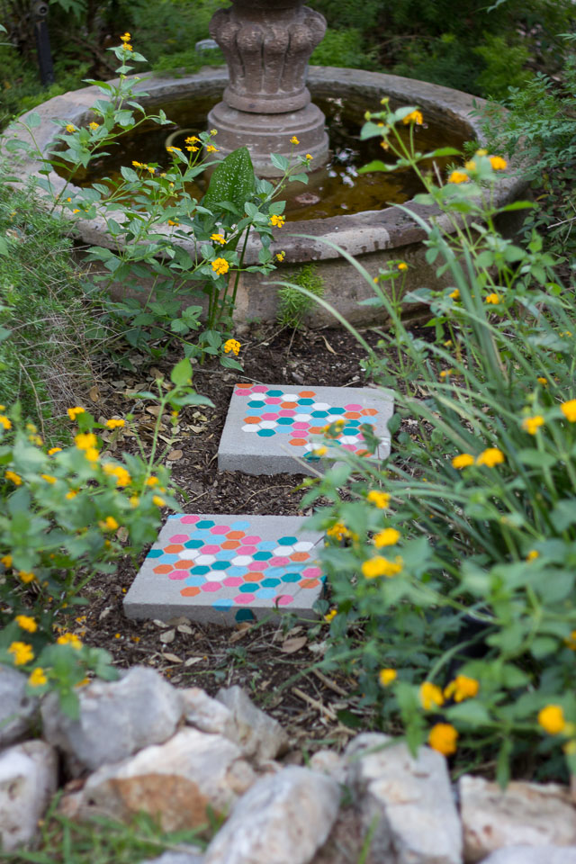 Stenciled Garden Stepping Stones