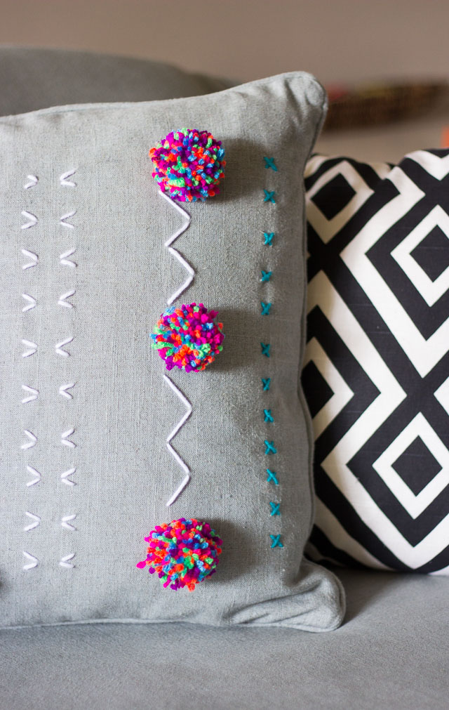 DIY Yarn Embroidered Pillows