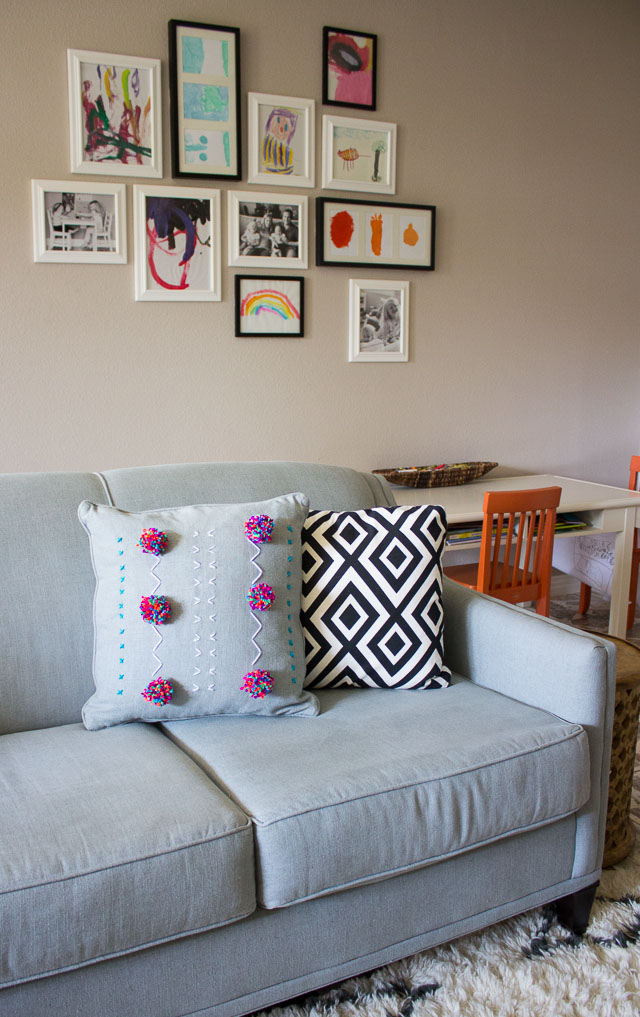 DIY Yarn Embroidered Pillows