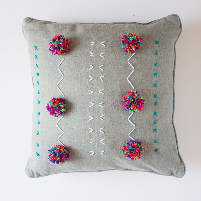 DIY Yarn Embroidered Pillows