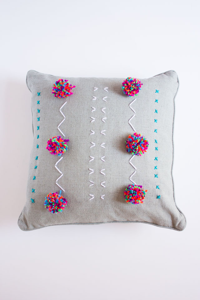 DIY Yarn Embroidered Pillows