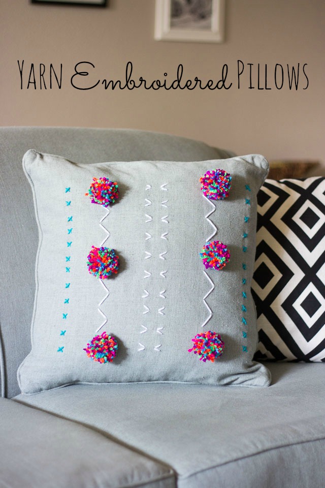 DIY Yarn Embroidered Pillows DIY Yarn Embroidered Pillows