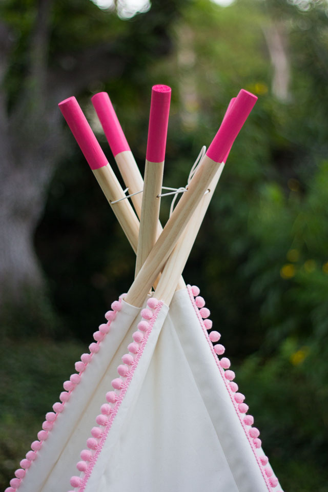 DIY Decorated Teepee - just add pom-pom trim and colorful shapes to make it your own! || Design Improvised blog