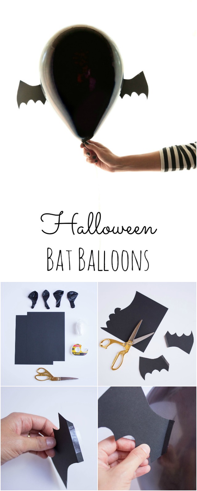 Transform black balloons into bats for your Halloween party! || Design Improvised blog