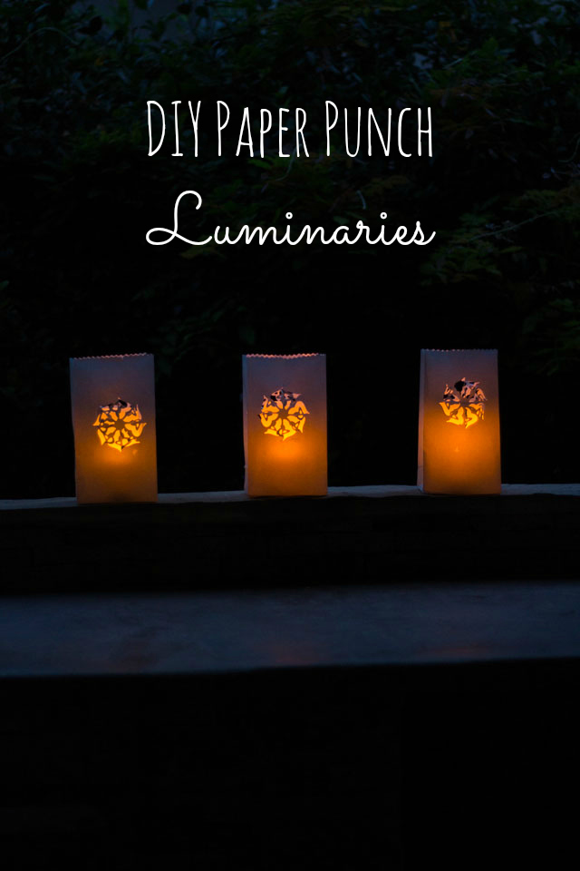 Paper Bag Luminaries - you can make beautiful designs in minutes simply by using a paper punch! || Design Improvised blog