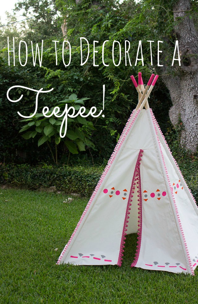 DIY Decorated Teepee - just add pom-pom trim and colorful shapes to make it your own! || Design Improvised blog