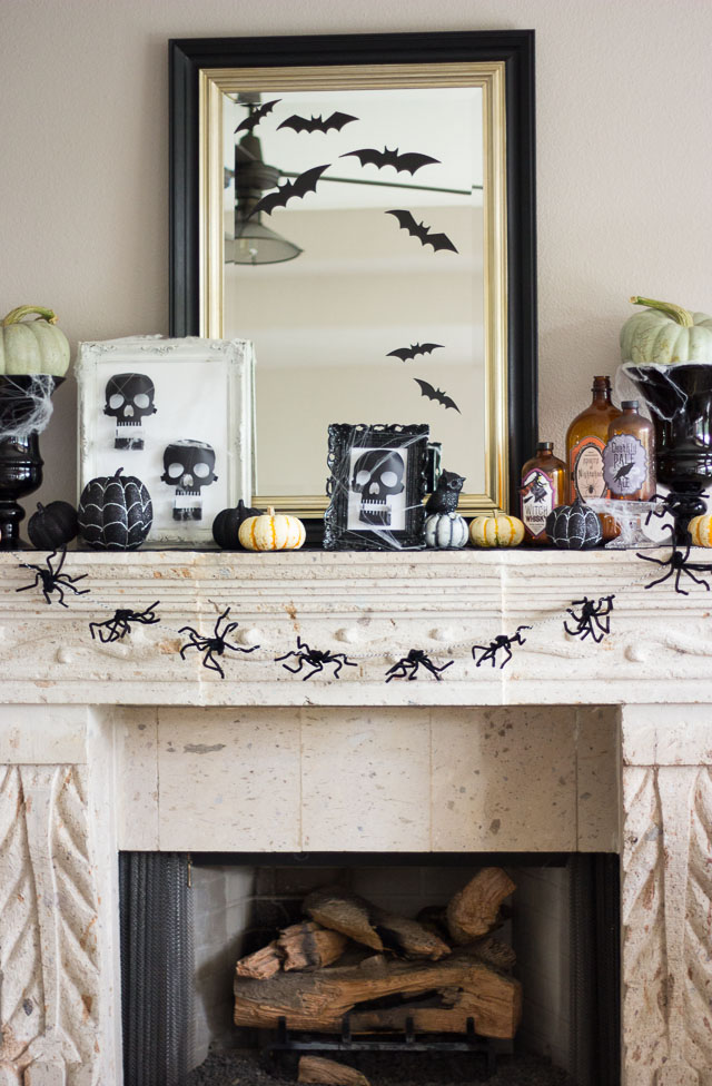 A simple Halloween mantel featuring Martha Stewart decor. #12MonthsofMartha http://designimprovised.com