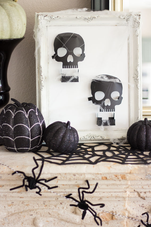 A simple Halloween mantel featuring Martha Stewart decor. #12MonthsofMartha http://designimprovised.com