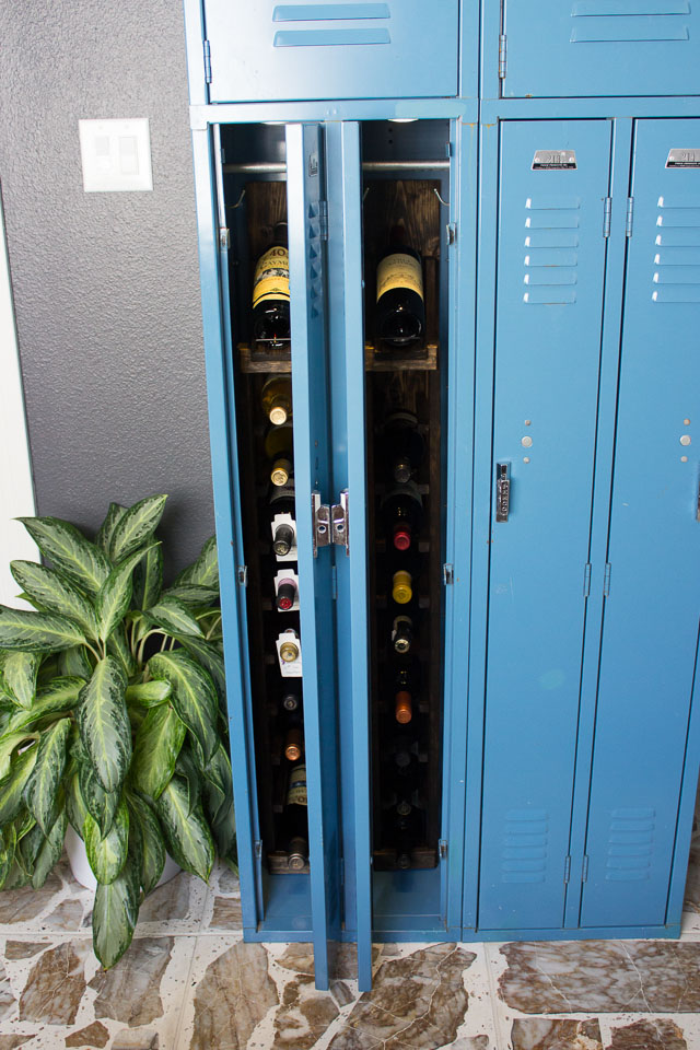 Gym locker used as wine storage locker
