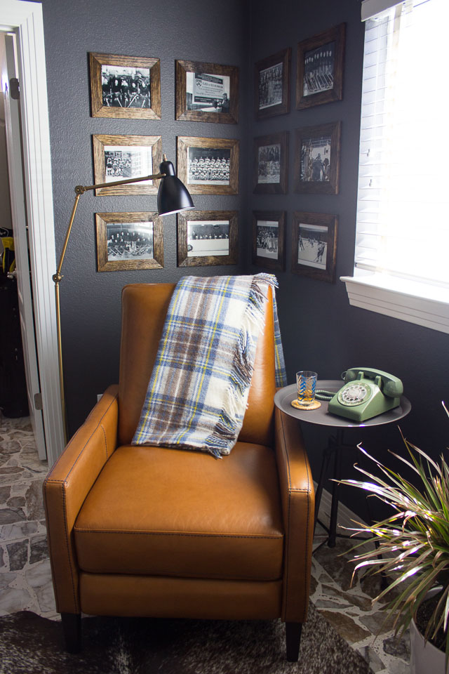 Man cave with Sherwin-Williams Peppercorn