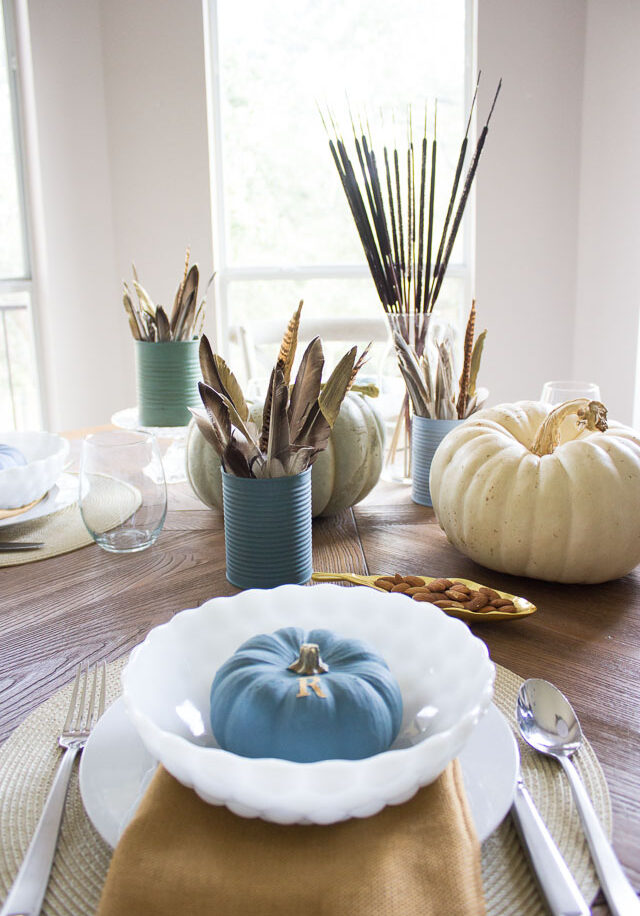 DIY Feather Centerpiece for Thanksgiving Table