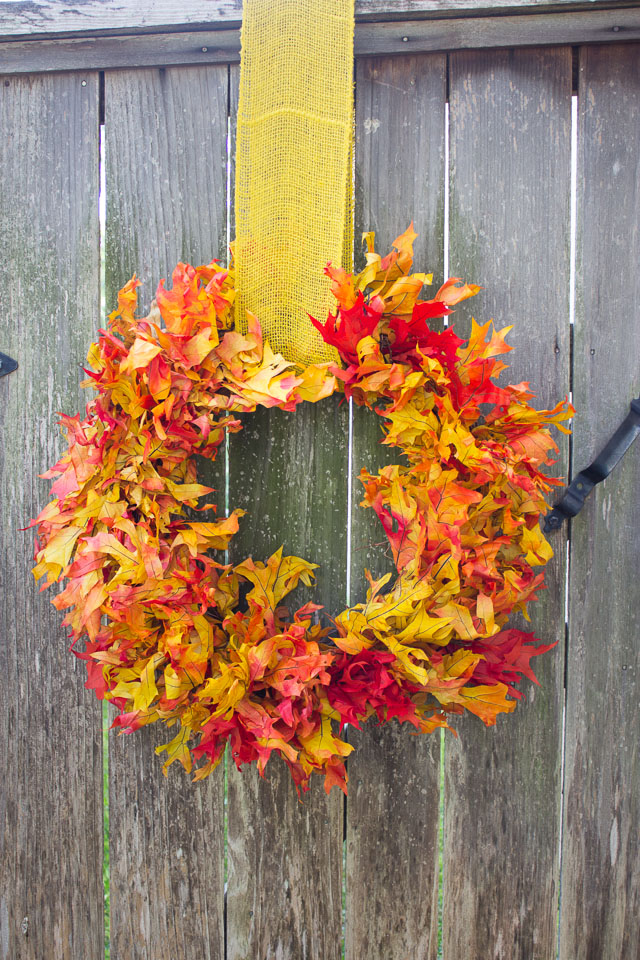 The Easiest Fall Leaf Wreath