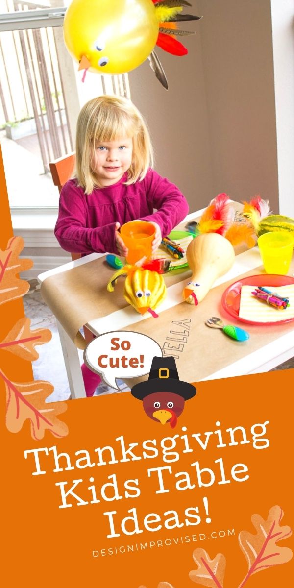 Child sitting at Thanksgiving kids table