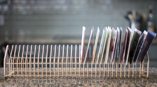 Turn an old CD rack into a modern holiday card display! || http://www.designimprovised.com