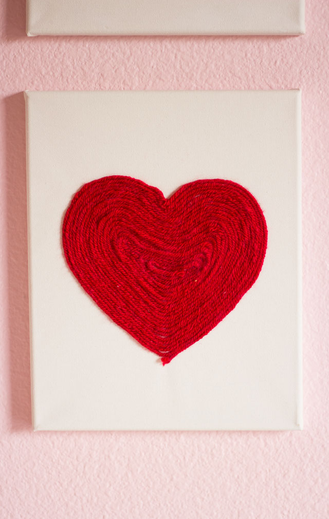 Raid your craft supplies to make this heart art for Valentine's Day or year-round! || http://www.designimprovised.com