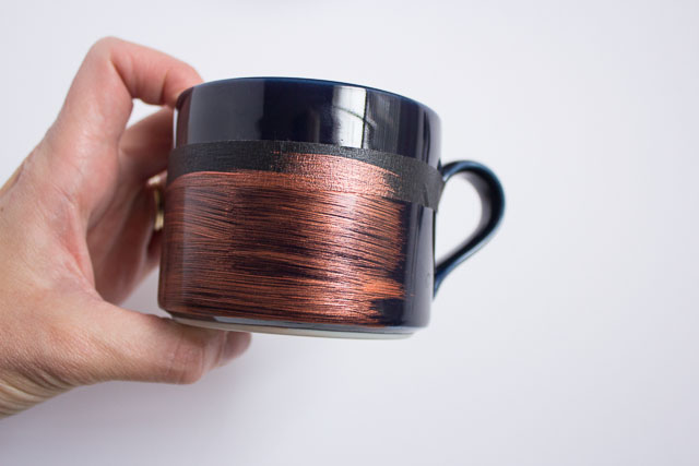 Metallic dipped coffee mugs