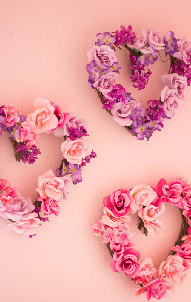 Make these beautiful floral hearts from dollar store flowers! | http://www.designimprovised.com