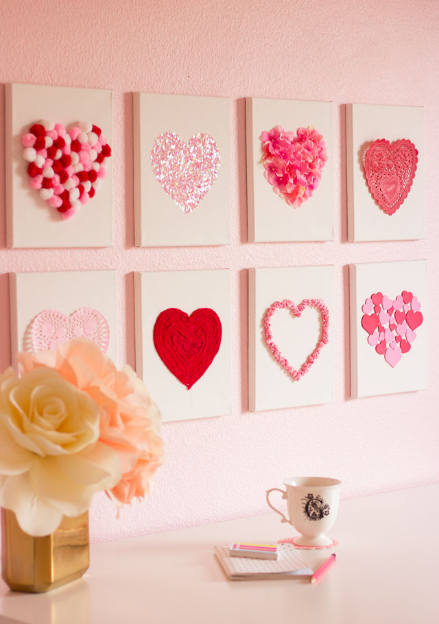 Valentine's Day DIY Canvas Heart Art - Design Improvised