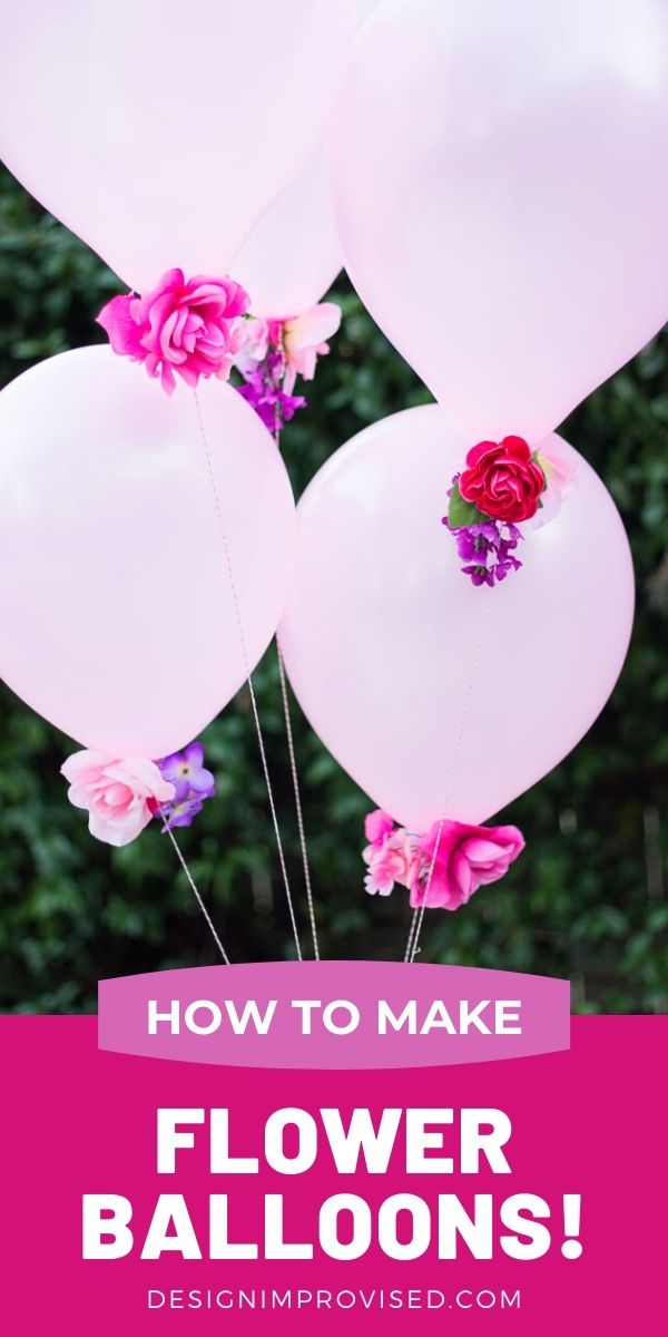 Pink helium balloons with flowers