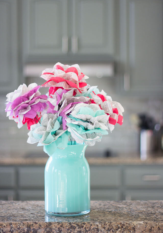 Flowers made from encyclopedia pages