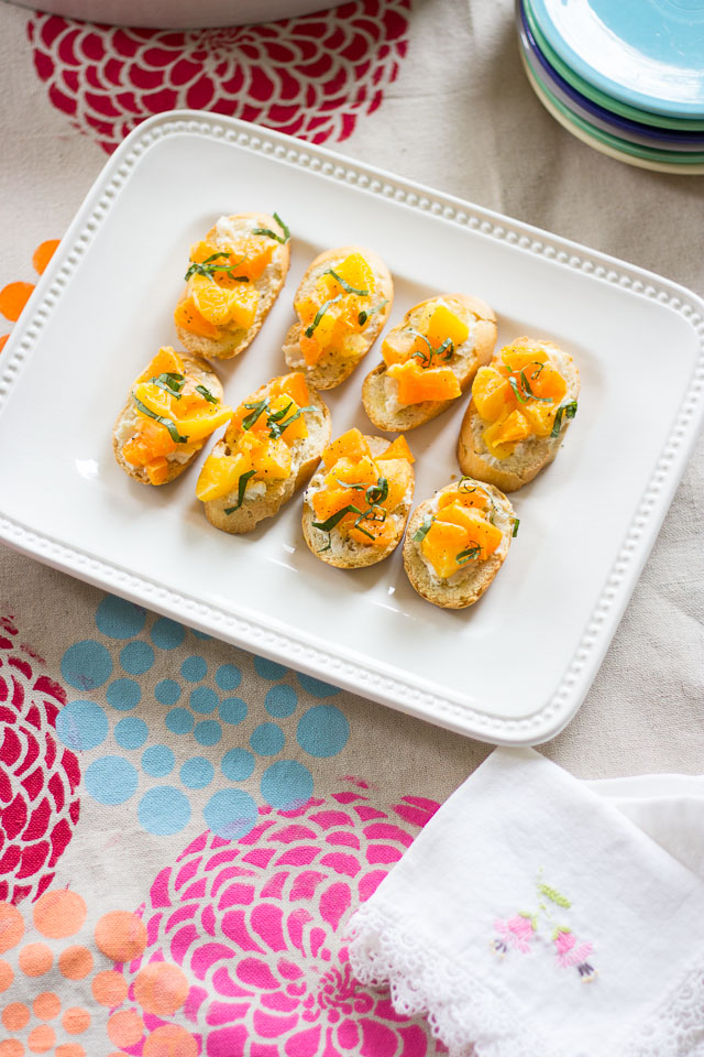 Clementine goat cheese crostini - a touch of pepper and basil makes them SO good!!