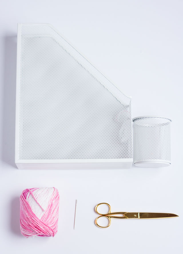 DIY Yarn Embroidered Desk Accessories - Design Improvised