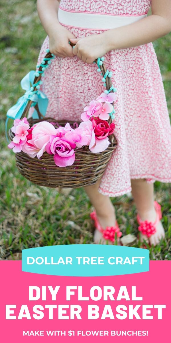 Dollar Tree DIY Easter Basket with Flowers