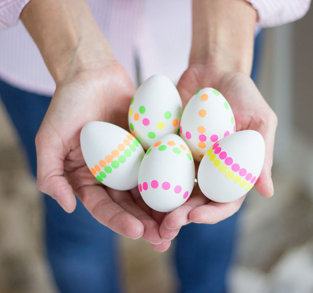 Neon dot sticker Easter eggs