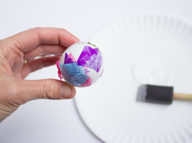 Tissue paper Easter eggs - modern and chic, yet easy enough for a preschooler to do! 