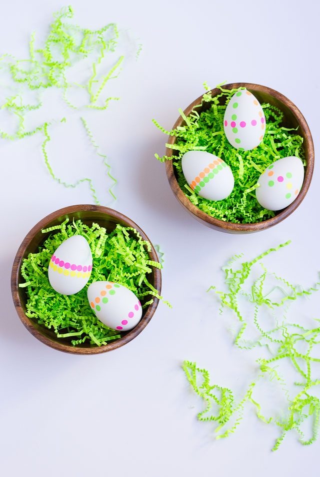 DIY Neon Polka Dot Sticker Easter Eggs