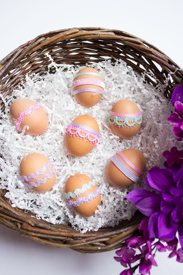 DIY Ribbon Wrapped Easter Eggs