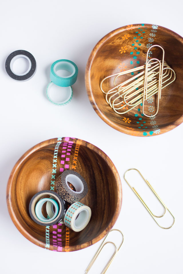 Thrifty DIY: Painted Wood Bowls