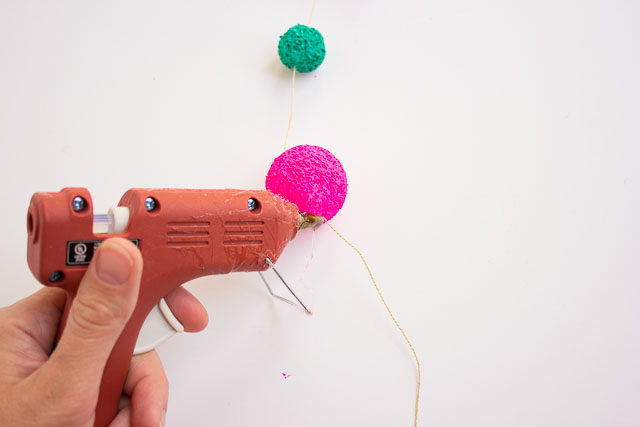 How to string foam balls into a garland