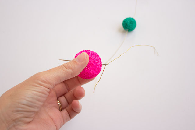 How to string foam balls into a garland