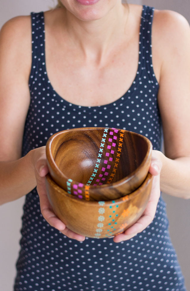 Modern painted wood bowls