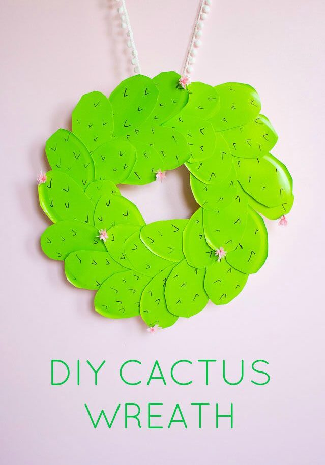 DIY prickly pear cactus wreath